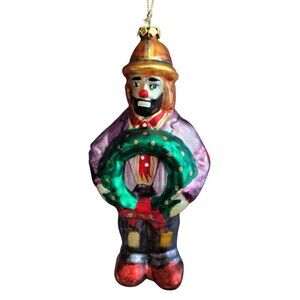 1997 EMMETT KELLY‎ JR. Christmas Ornament Clown Glass  #9698 Flambro Exclusive